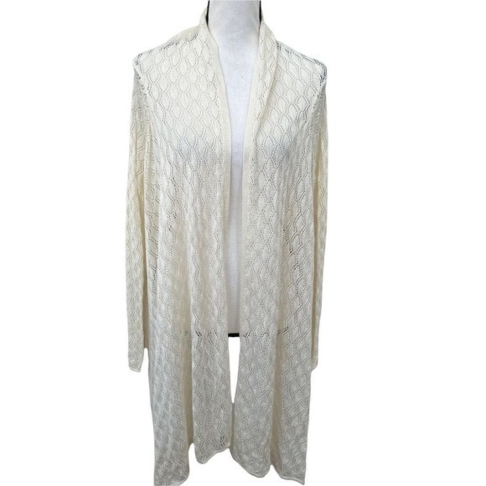 Talbots Open Long Front Ivory Cardigan Long Sleeves One Size Nwt.